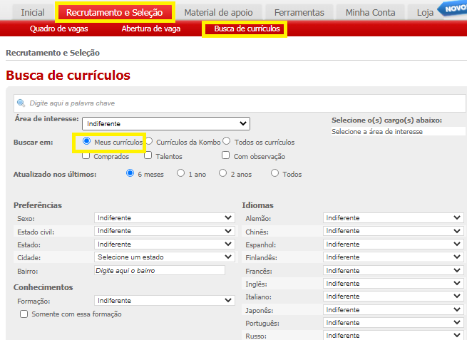 gerenciamento de currículos - trabalhe conosco grátis