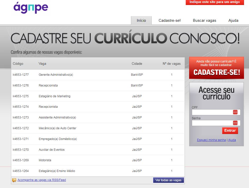 gerenciamento de currículos - trabalhe conosco grátis